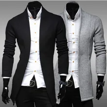 Мужской Простой Длинный мужской кардиган, тонкий v-образный вырез, повседневный модный свитер, пальто, вязаные мужские свитера, 3 цвета