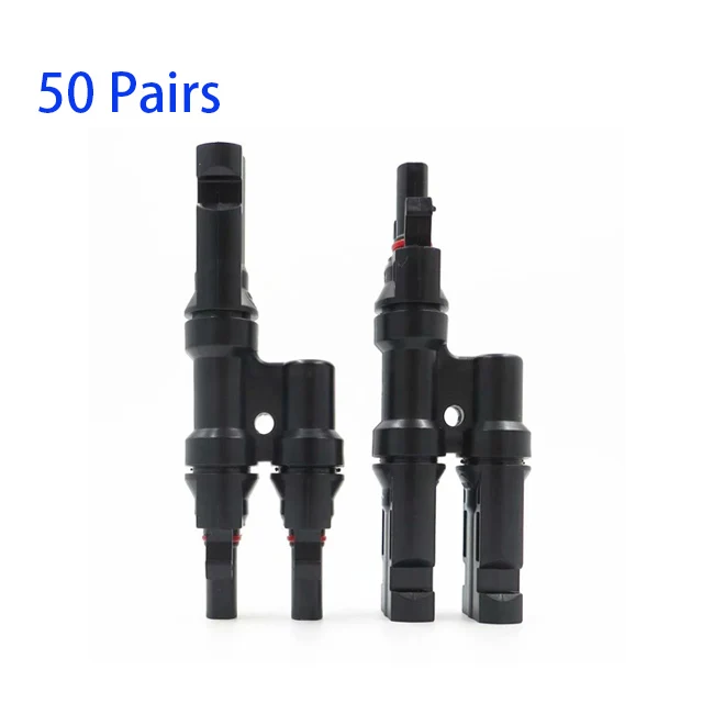 

50 Pairs Solar PV MC4 Branch Connectors Solar Energy Adapter Solar Panel MC4 T Branch Cable Splitter Coupler Combiner MFF FMM