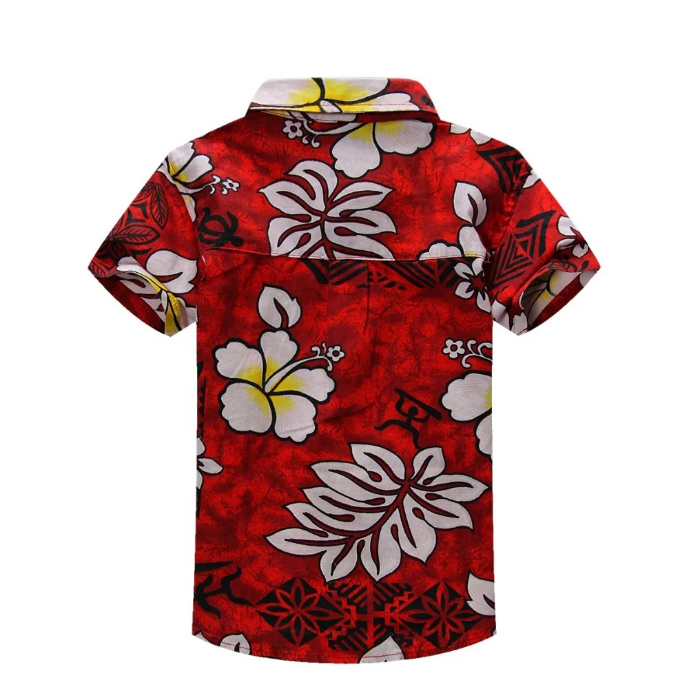 Рубашка с цветочным принтом из хлопка и льна, гавайская рубашка, рубашка aloha для мальчиков, T1530