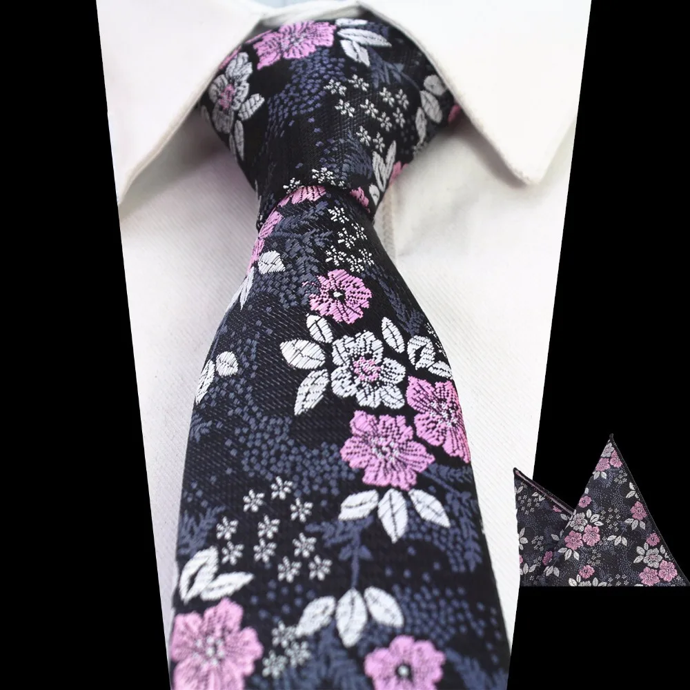 

Ricnais New Design 7cm Silk Men Tie Set Red Bule Jacquard Pocket Square Necktie Set Slim Skinny Tie Suit For Men Wedding Party
