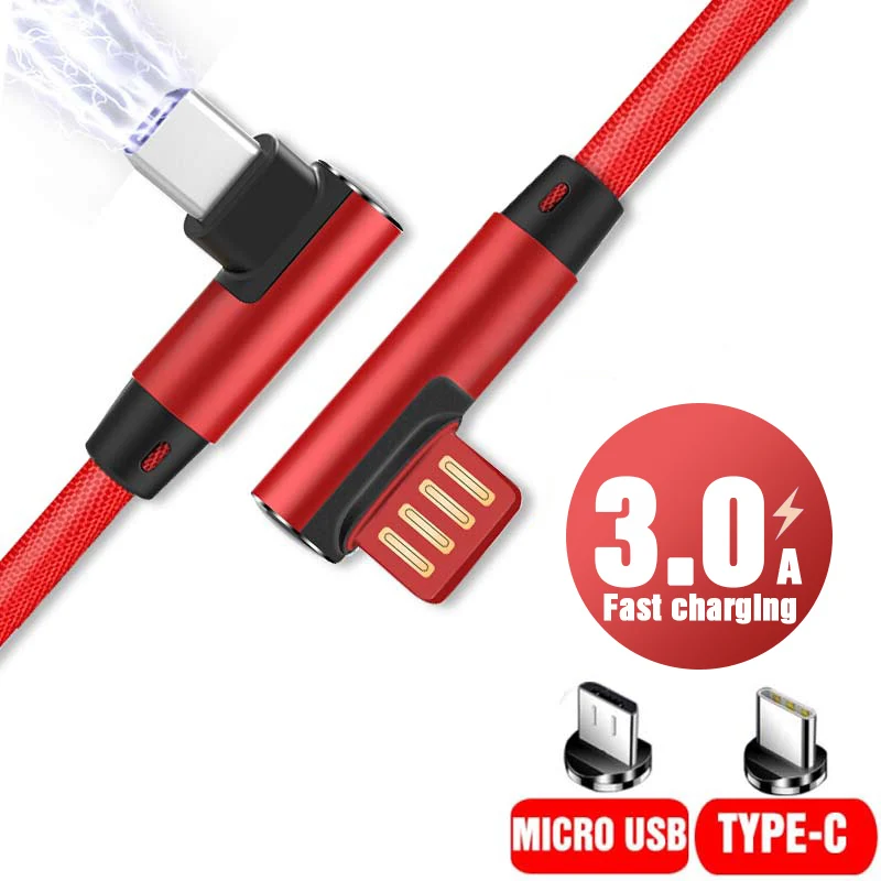 

Elbow 3A usb cable type c For Samsung S10 Huawei Xiaomi Redmi note 7 micro usb cable fast charging cable mobile phone Data Cord