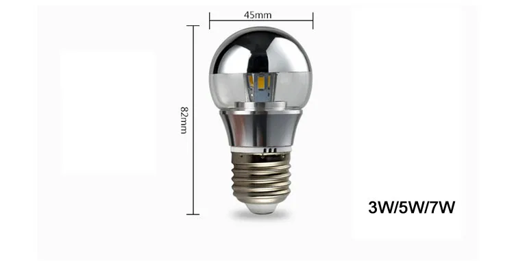 110-220 В декоративные однотонный E27/E14 светодиодный 3 Вт 5 Вт 7 Вт основа светильник зеркальная лампа G45 A60 серебристый светодиодный ламп накаливания