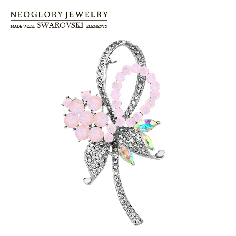 Брошь Neoglory с австрийским кристаллом Стразы сплав покрытием изысканный цветочный