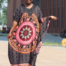 Dashikiage черное кружевное с аппликацией Африканское женское свободное платье с шарфом