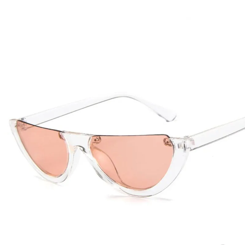 Новые винтажные женские солнцезащитные очки в полуоправе кошачий глаз маленькие черные белые красные цветные прозрачные мужские и женские солнечные очки UV400 - Цвет линз: Ctea