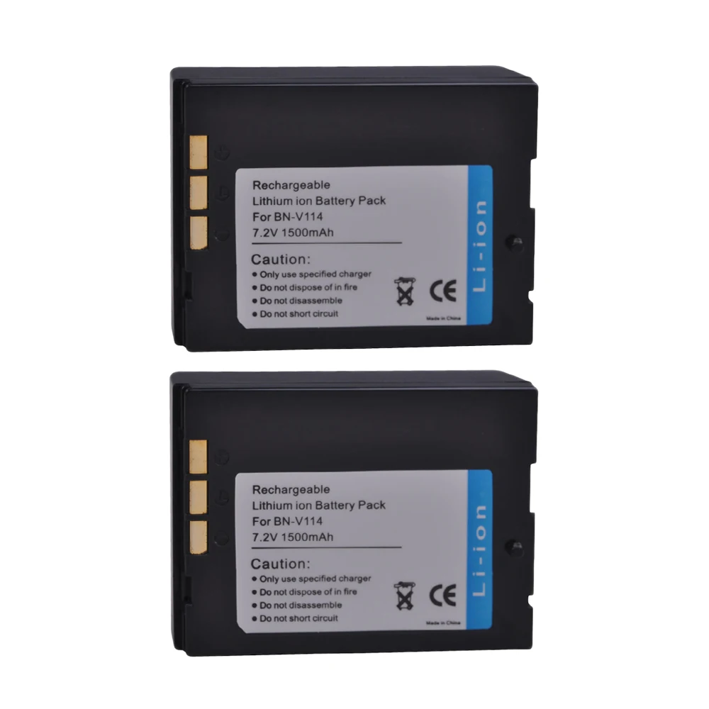 2Pcs PowerTrust BN-V114 1550mAh BN V114 V114U Battery for JVC GR-DVP1 GR-DX100EK GR-DX45 GR-DVP3 GR-DX106 GR-DX48 GR-DVP3 Camera