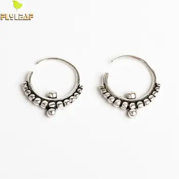 Flyleaf 925 Sterling Silver Circle Bead Hoop Earrings For Women  Vintage Simple Earings Fashion Jewelry High Quality