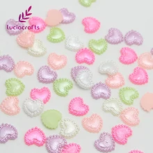 Lucia crafts 10 мм 48 шт многоцветные искусственные жемчужины в форме сердца для одежды DIY скрапбук плоские с оборота бусины аксессуары F0313