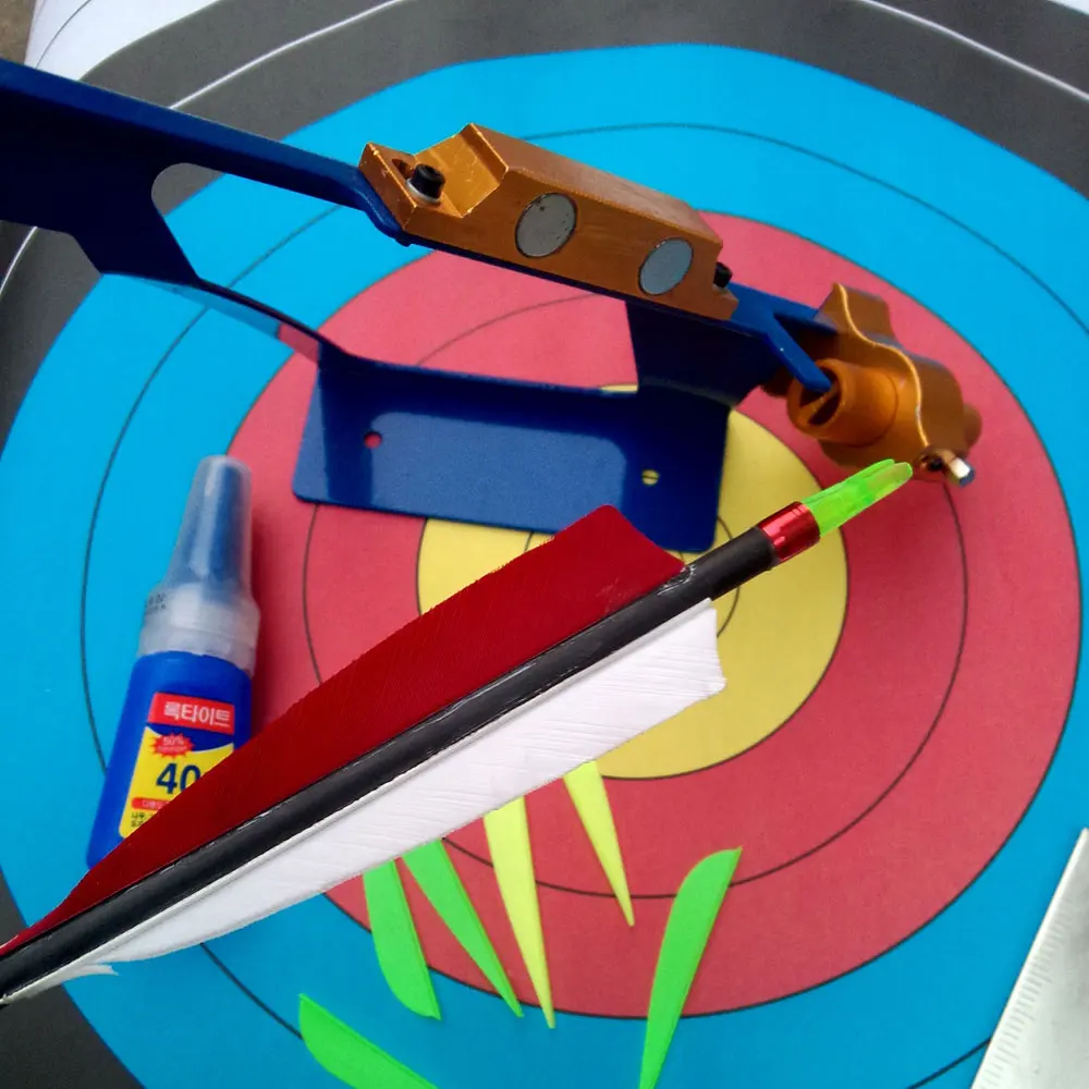 Archer DIY Arrows Feather Fletching Jig Tool Adjustable Steel Arrow