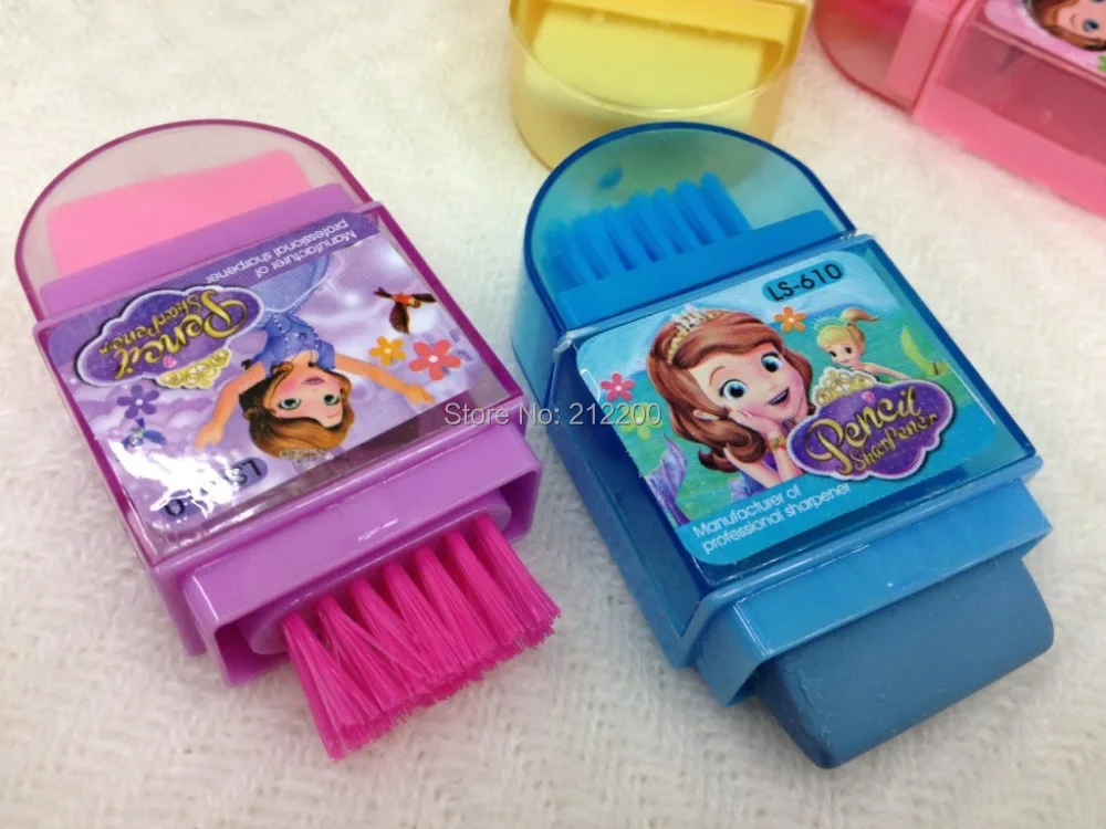 free shipping FROZEN brush eraser sharpener triple pencil sharpeners