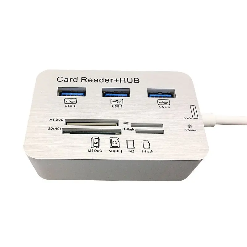 Горячая 3,0 usb hub и Card Reader COMBO высокая скорость вцв с MS/SD/M2/TF и с 3 портами usb разветвитель для компьютера