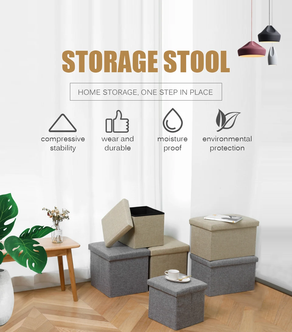 Folding Storage Stool Chairs Fitting Room Stool Multifunctional Chair Storage Box Cloest Tea Table Coffee Table Sofa Stool