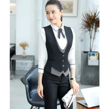 Формальные женские деловые костюмы с брюками и топом наборы жилет и жилеты офисные женские брючные костюмы Рабочая одежда