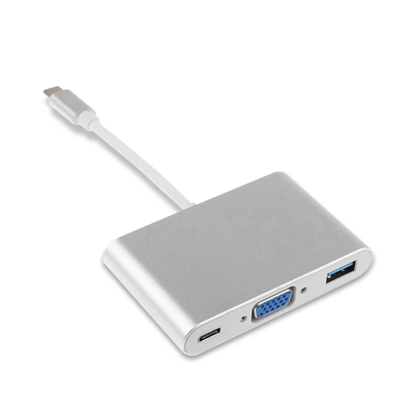 Hxairt Тип C к HDMI USB 3,0 зарядки адаптер конвертер USB-C 3,1 хаб адаптер для Mac Air Pro huawei Mate10 samsung S8 плюс новые - Цвет: Silver 3 in 1