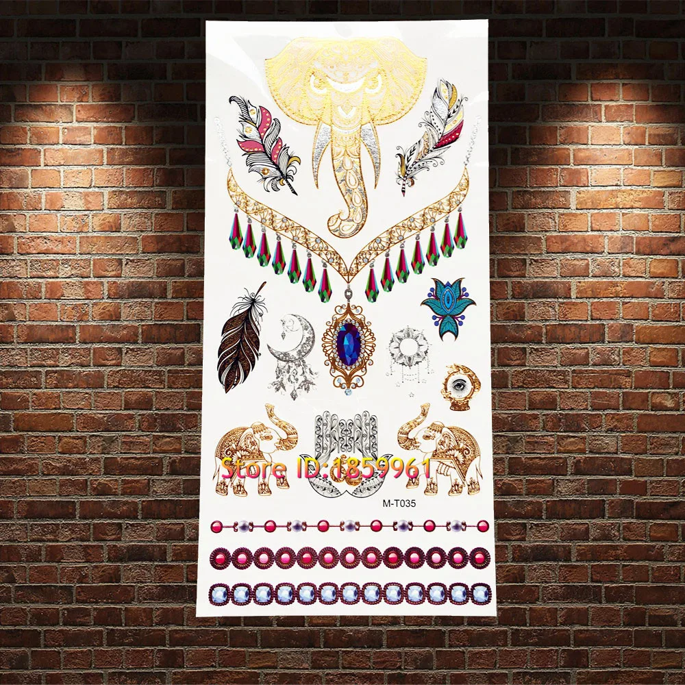 1PC Fashion Angel Wings Designs Gold Flash Metallic Temporary Tattoo Makeup Body Art AGLH-006 Black Cat Fake Choker Neck | Красота и