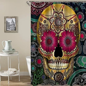 

Multicolor Skull Styles Shower Curtain Bathroom Waterproof Polyester Shower Curtain Leaves Printing Curtains for bathroom shower