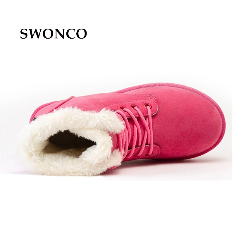 Женские ботильоны SWONCO зимние ботинки из искусственной кожи на резиновой подошве