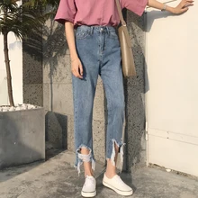 Джинсы Для женщин retrotrendy элегантная Универсальная высококачественная повседневная обувь, обувь для отдыха Для женщин s женский милый простой корейский стиль свободные