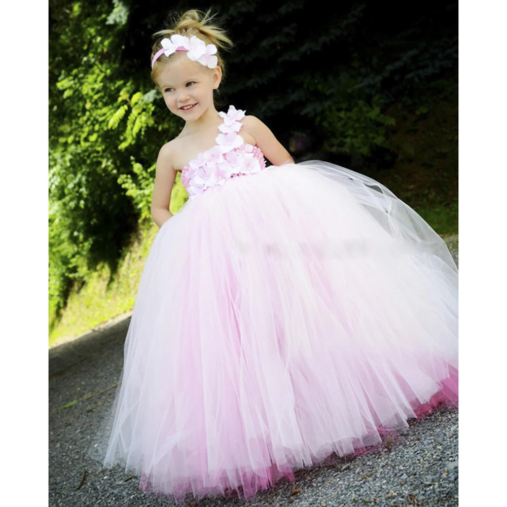 

POSH DREAM New Design Pink Girls Dresses Double Layer Colors Pink Rose Girls Kids Tutu Dresses For Brithday Party PT147