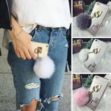 Chapeamento Espelho Superfície TPU pele Pompom Bola de Pelúcia Estilo Capa de Proteção Móvel caixa do telefone para iphone 7 6 6 s plus 5 5S capa coque