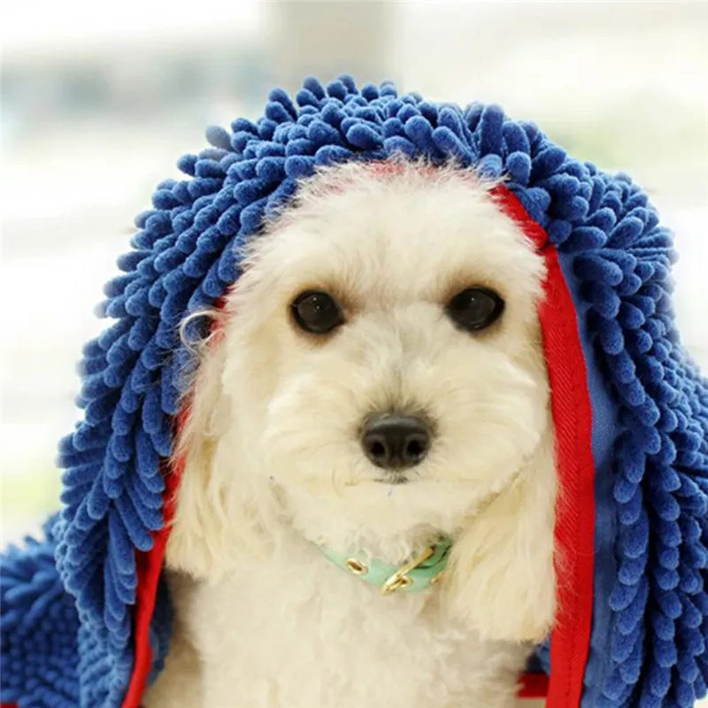 Dog Bath Dry Towel With Hand Pockets Durable Quick Drying Washable