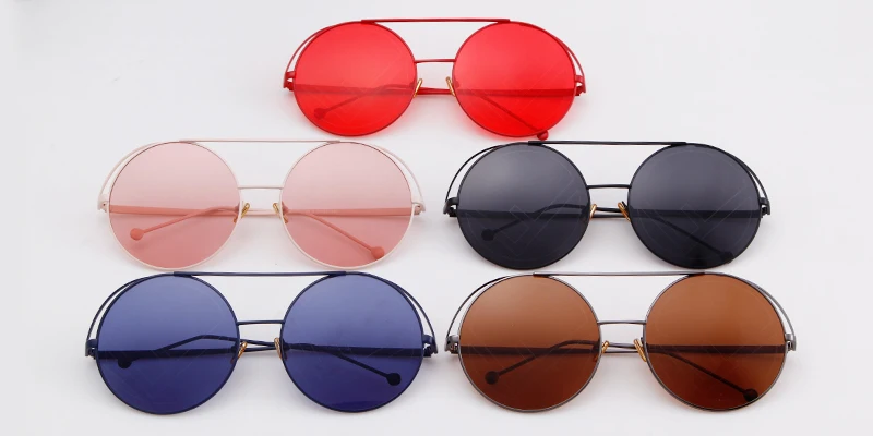 WHO CUTIE Ретро Красные Круглые Солнцезащитные очки для мужчин и женщин, брендовые дизайнерские очки в стиле стимпанк, Винтажные Солнцезащитные очки с розовыми линзами OM740
