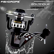 Спиннинговая катушка Fishdrops, Рыболовные катушки, металлический корпус, морская пресноводная Рыболовная катушка для ловли карпа