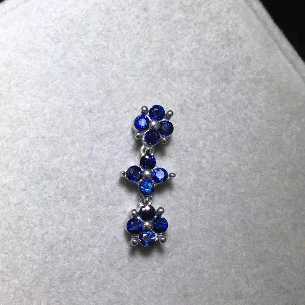 

natural sapphire Pendant natural gemstone pendant necklace 925 sterling silver two wears romantic heart long girl gift jewelery