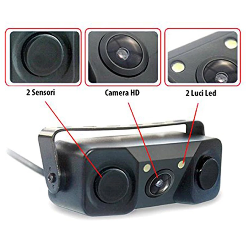 Reverse Backup Parking Sensor with Rear View Camera + Car Monitor (4)
