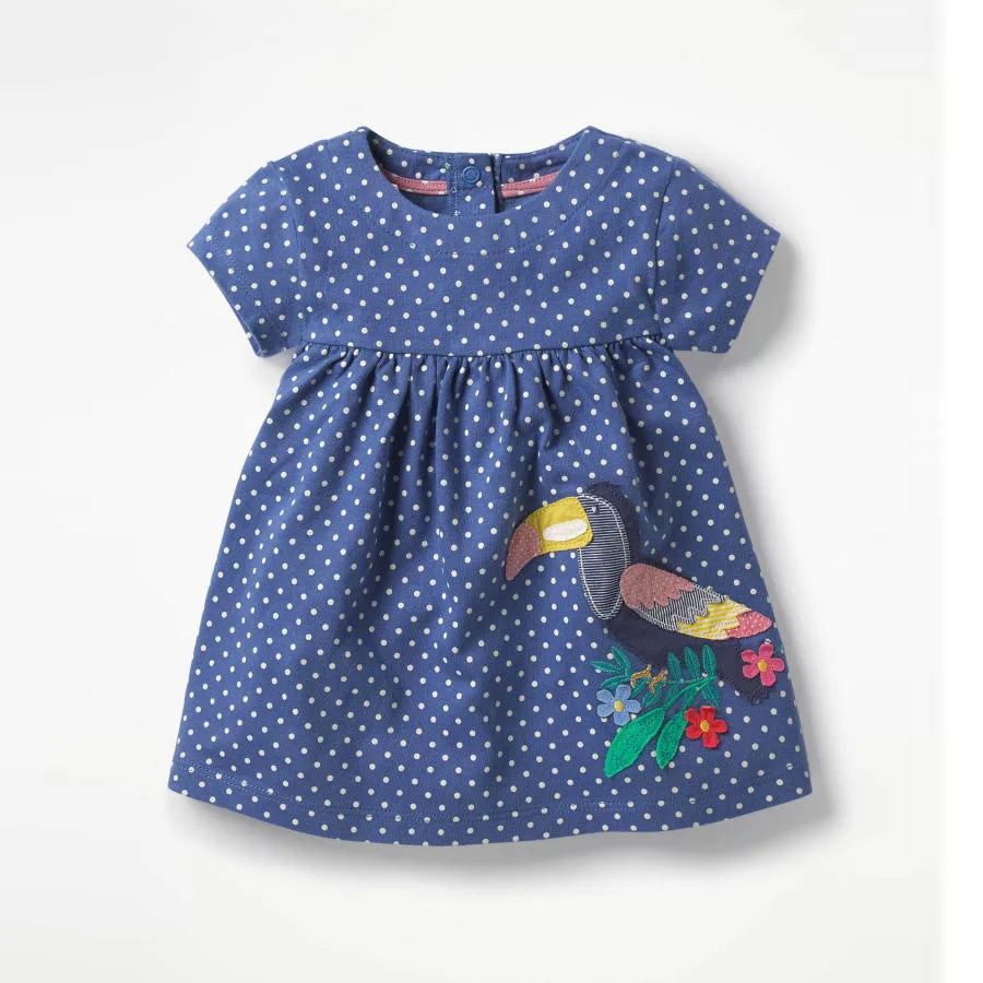 

Girls Dress applique hot Girls Summer Floral Dress Princess Dress Girls Costumes Animals Cotton polka dot fashion Kids Clothes