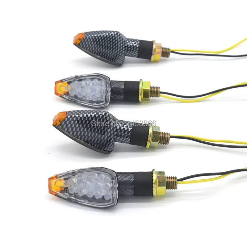 

2 pairs 4 Pieces Carbon Motorcycle 12V 2W 14 LED Turn Signal Light for BMW Ducati Aprilia Moto Guzzi Buell KTM Triumph