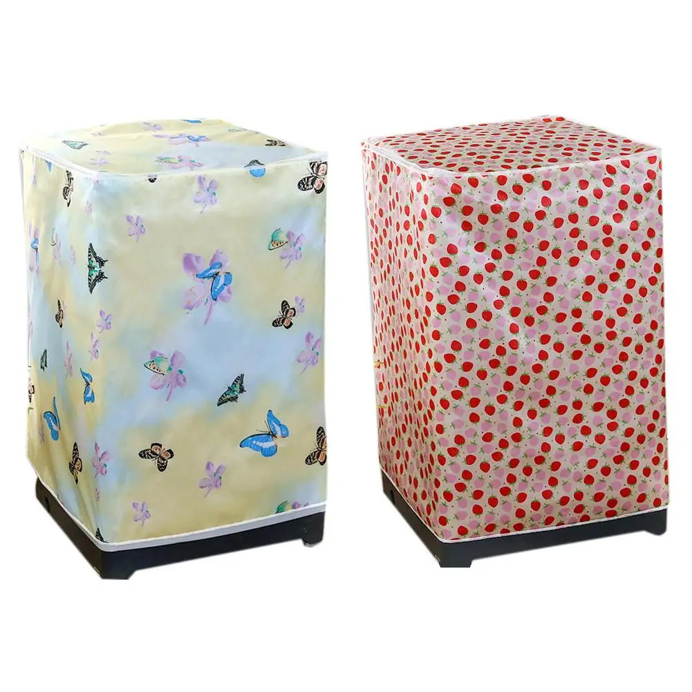 

1pc Waterproof Washing Machine Cover Satin Cloth Household Clamshell Washing Machine Dustproof Zipper Cover Protective Coat