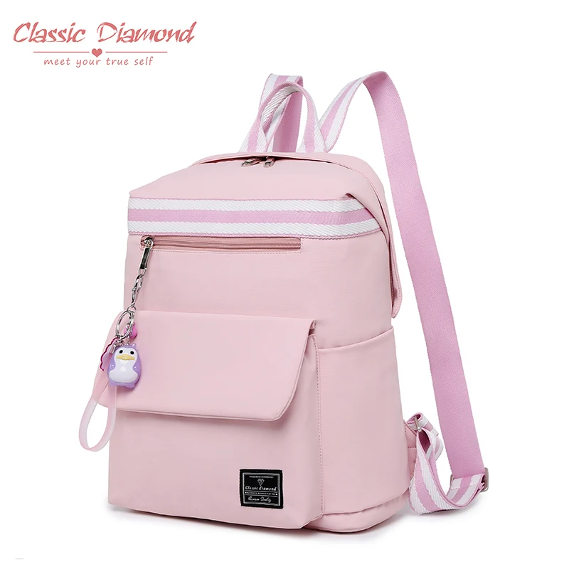 

Classic Diamond New School Bags for Teenage Girls Pink Backpack Korean Harajuku Ulzzang Women Large Waterproof Travel Bagpack