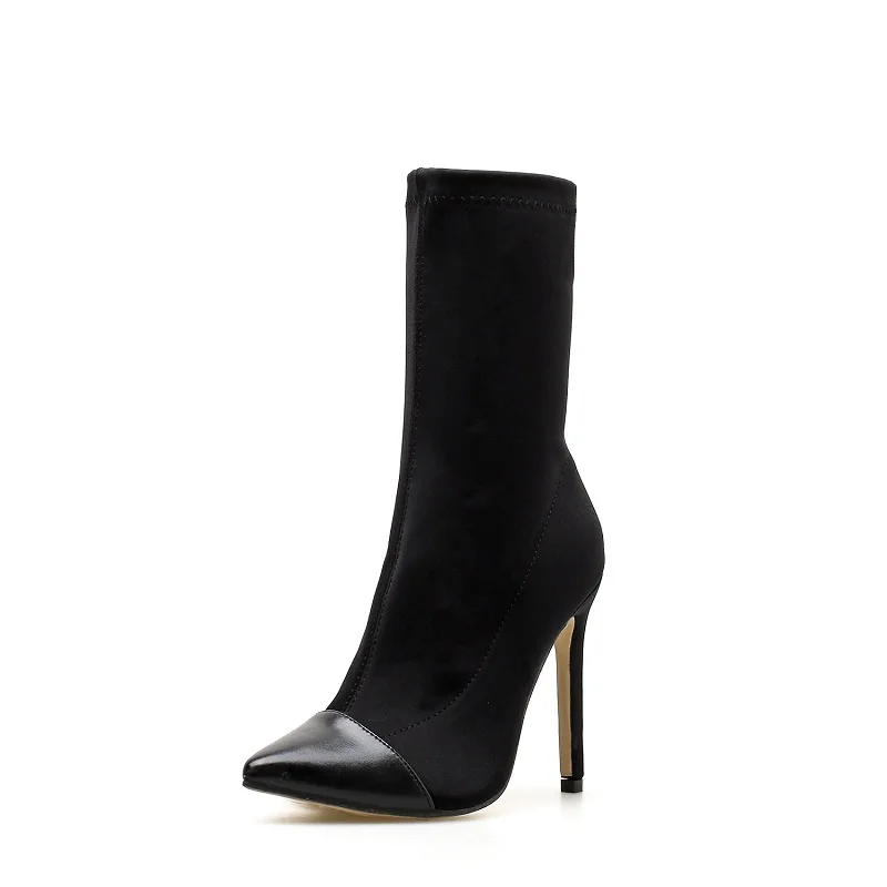 

2018 autumn new fashion pointed tube in the foreign trade women's elastic boots black ljj 0109
