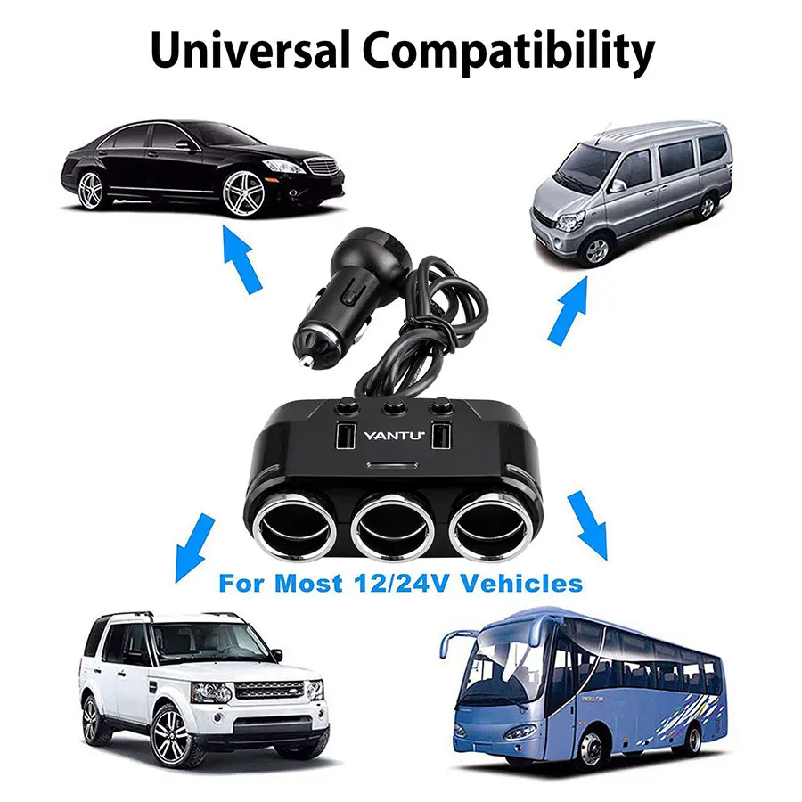 USB адаптер для зарядного устройства от прикуривателя автомобиля 12 V 24 Splitter гнезда