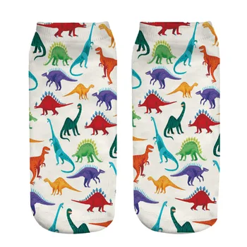 

1 Pair 3D Socks 19x8CM 3d dinosaur Printed Short Socks Spring Summer Low Ankle Socks Unisex Cotton blend polyster Socks