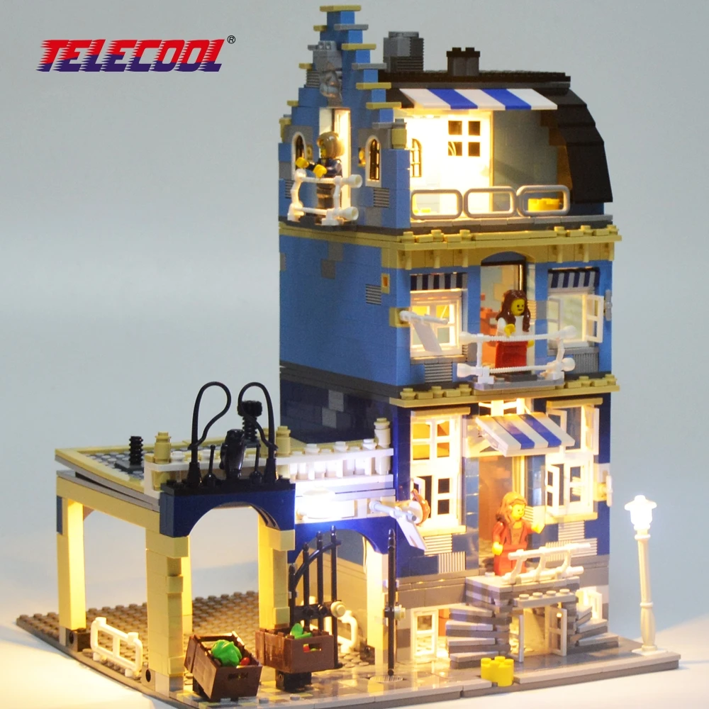 TELECOOL светодиодный свет Building Block Игрушка (только светом) для модели 10190 фабрика город Улица Европейский Рынок дом Рождественский подарок