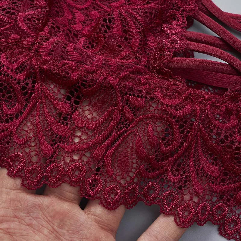 Сексуальные кружева Bralette Лифчики майка Для женщин глубокий v-образный вырез сзади крест белье без косточек белье бюстгальтер T6