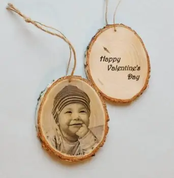 

Personalized PictureTransfer On Wood first Valentine from Baby Babies Wood Slice Ornaments Family Gift Couple keepsake gifts