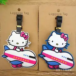 Пластик игрушки Чемодан рисунок «Hello Kitty» бирку путешествия Чемодан чемодан багажа дорожная сумка интернат тегов прекрасный этикетка Имя ID
