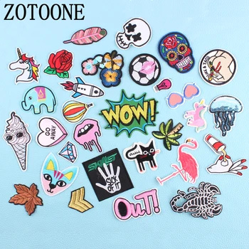 

ZOTOON Flamingo Unicorn Heart Letter Flower Patch Iron on 1PC Embroidered Cartoon Patch for Clothes Sticker DIY Badges Applique