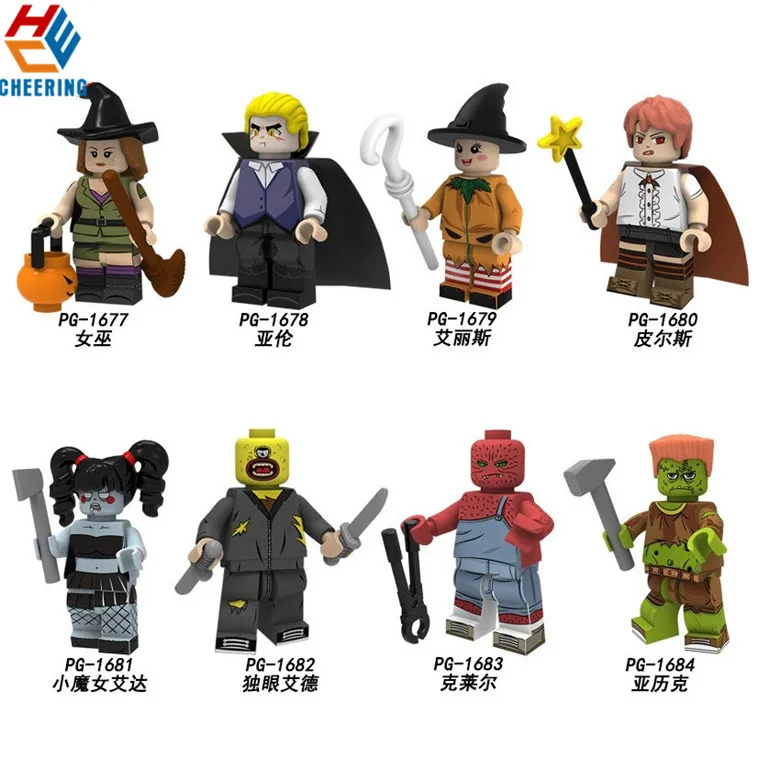 

Single Sale Building Blocks Halloween Skeleton Jack Witch Zombie Ghosts Pumpkin Man Model Bricks Figures For Kids Toys PG8181