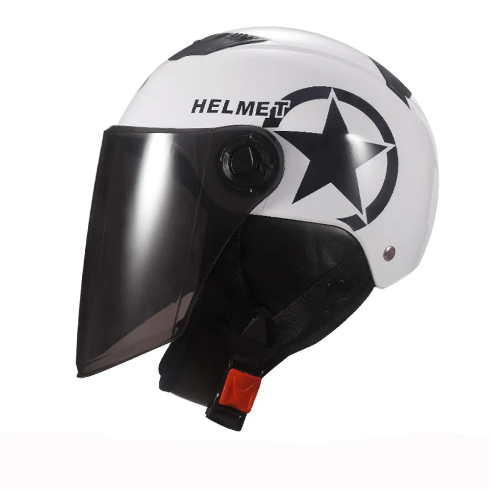 Universal Универсальный Унисекс мотоциклетный скутер открытый шлем с коричневыми линзами дышащий шлем для мотокросса универсальный модный шлем - Цвет: Белый