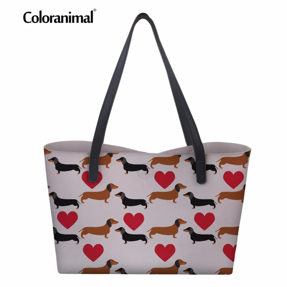 Coloranimal Luxury Brand Design Women PU Shopper Tote Bag Cute Pet Dog