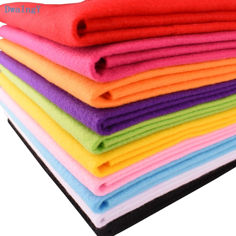 10color 2mm Thickness Soft Felt Non Woven Felt Fabric Polyester Home Decoration Pattern Bundle For Sewing Dolls 45x90cm felt fabric sheet