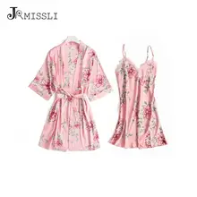JRMISSLI женский халат и платье наборы Сексуальная кружевная Пижама для сна женская ночная рубашка халат Ночное платье с нагрудники