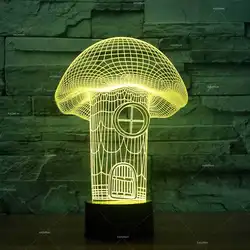 Грибной дом Моделирование Led 3d лампа фестиваль Gifttouch сенсор декоративная настольная лампа современный настольная лампа