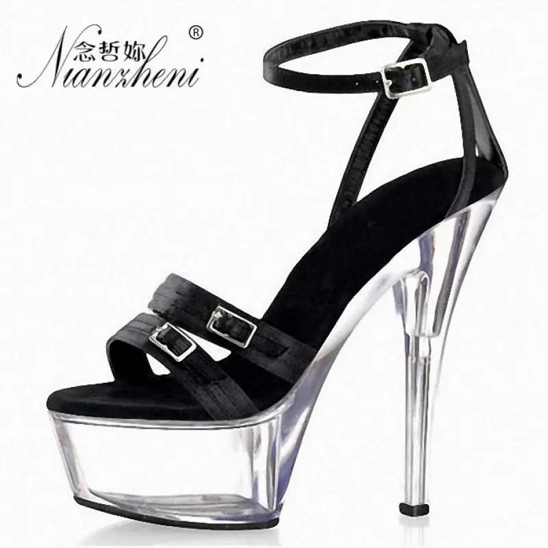 

High Heels Pole Dancing Sexy Shoes With Diamond Buckle Strap Dance High Heel Sandals 15cm Platform Open Toe Woman Shoes