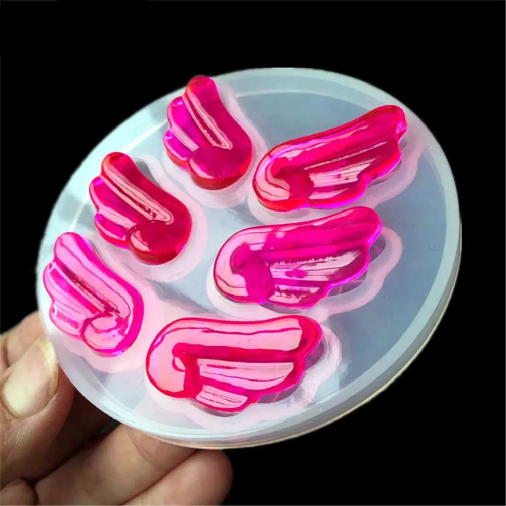 Crystal Epoxy Angel Wings Shape DIY Pendant Tools Translucent Jewelry Silicone Molds Necklace Epoxy Cake Decorating Mold 9313
