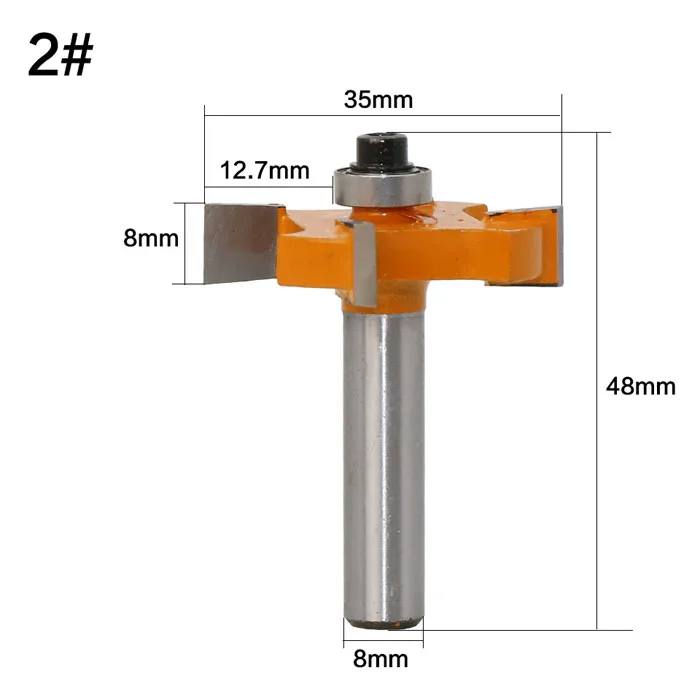 1 шт. 8 мм хвостовик деревообрабатывающий фрезы для дерева Rabbeting бит Т-образные фрезы с верхним подшипником - Длина режущей кромки: NO 2